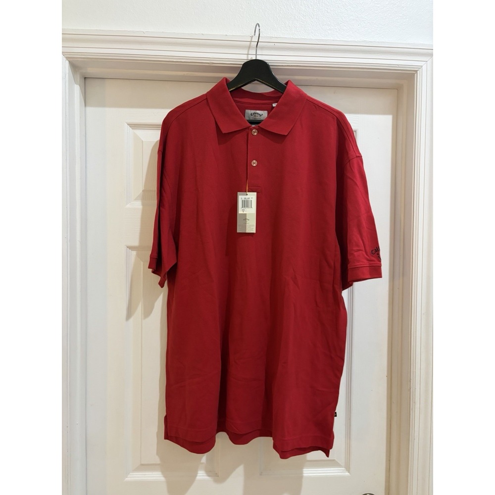 NWT Callaway Golf Sport Men's XL Red Cotton Polo Shirt Outdoor Preppy